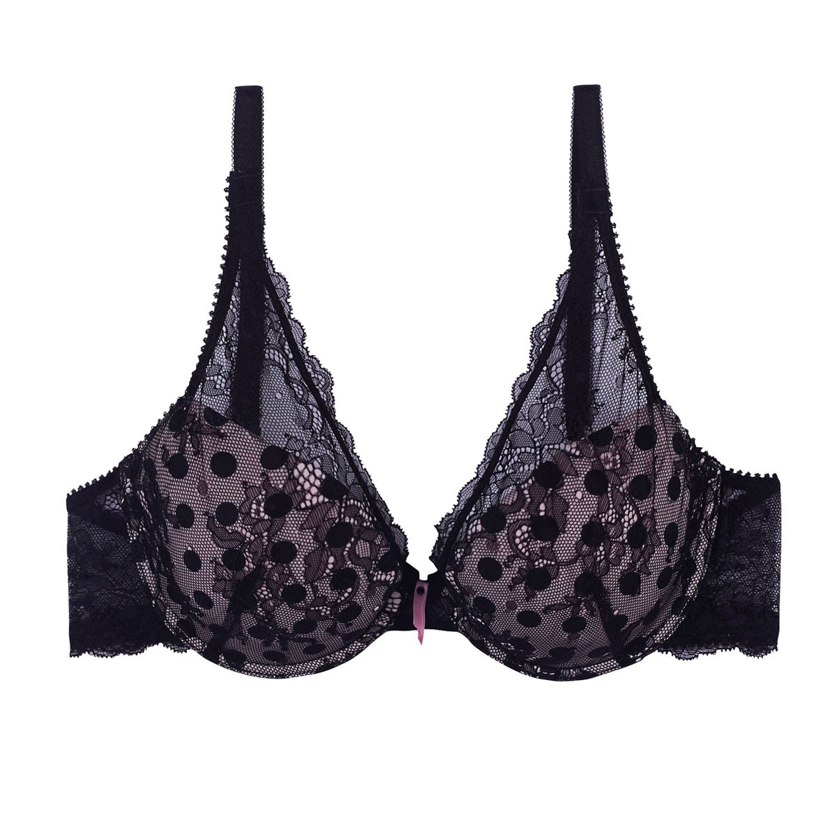 Soutien-gorge ampliforme coque moulée noir/poudre Bouquet