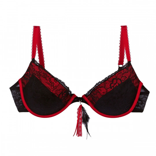 soutien gorge noir et rouge