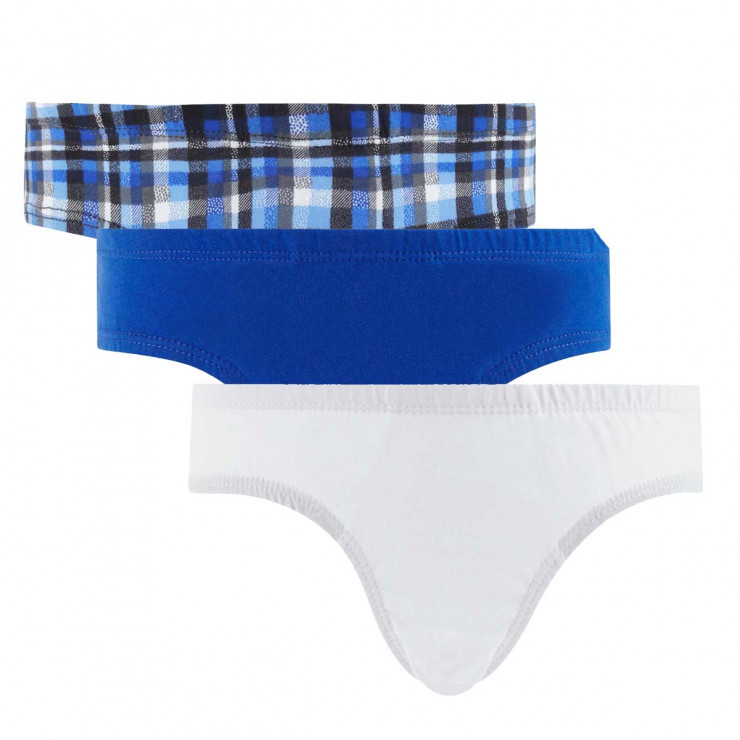 Lot de 3 slips boy blanc, imprimé & bleu Happy Print by Djembé