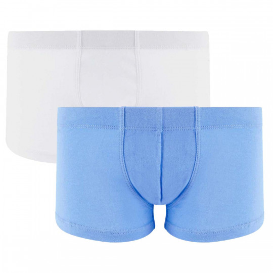 Lot de 2 boxers boy bleu ciel & blanc Cool Plain by Djembé