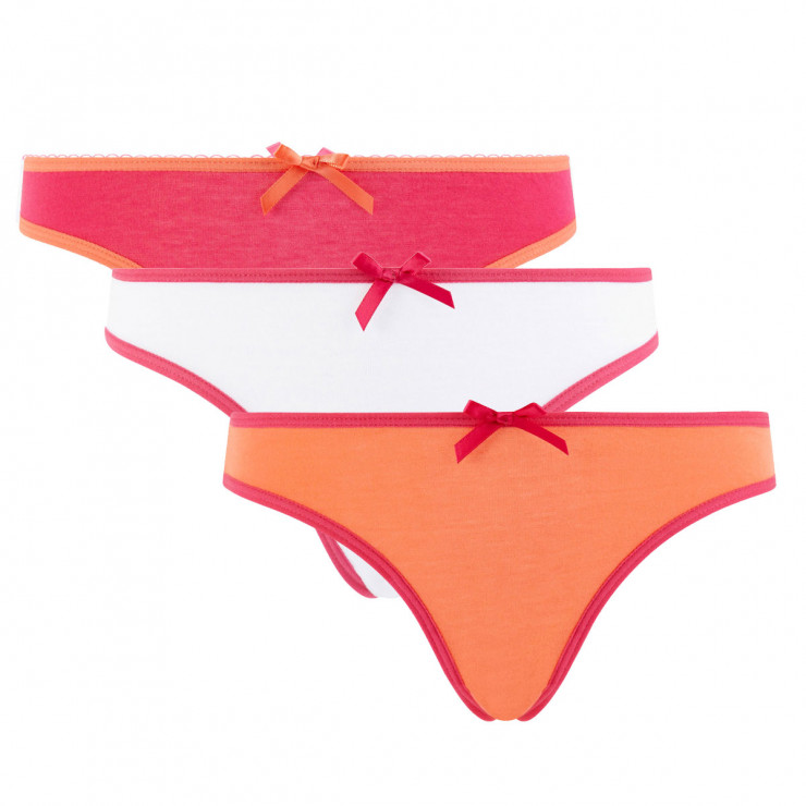 Lot de 3 slips girl blanc, mandarine & fuchsia Summer