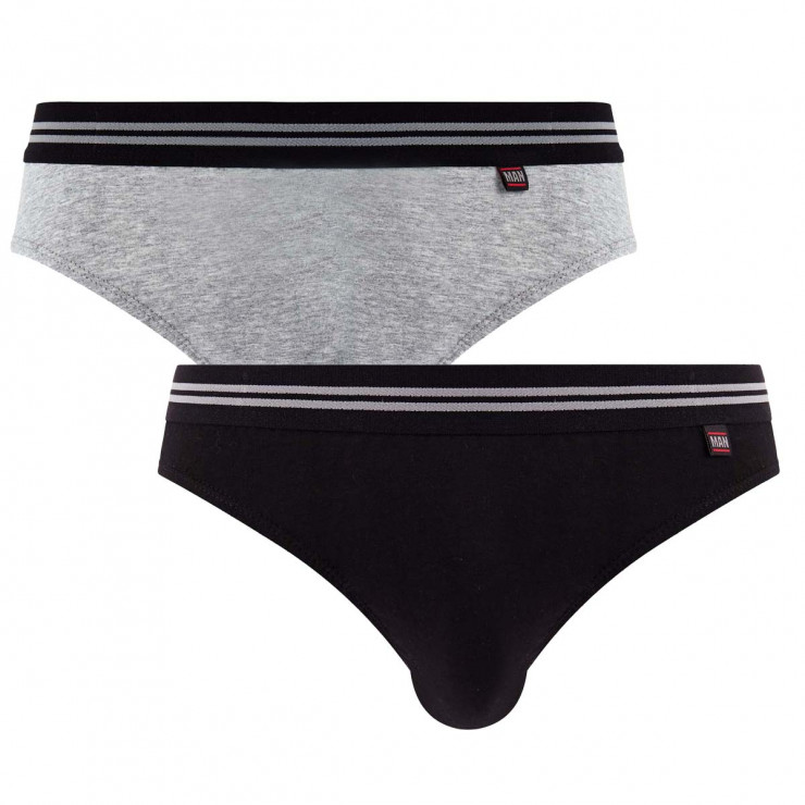 Lot de 2 slips gris chiné & noir Gentleman