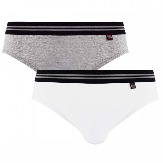 Lot de 2 slips gris chiné & blanc Gentleman