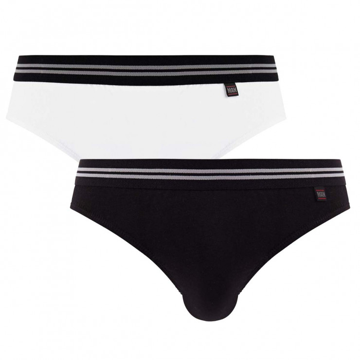 Lot de 2 slips blanc & noir Gentleman