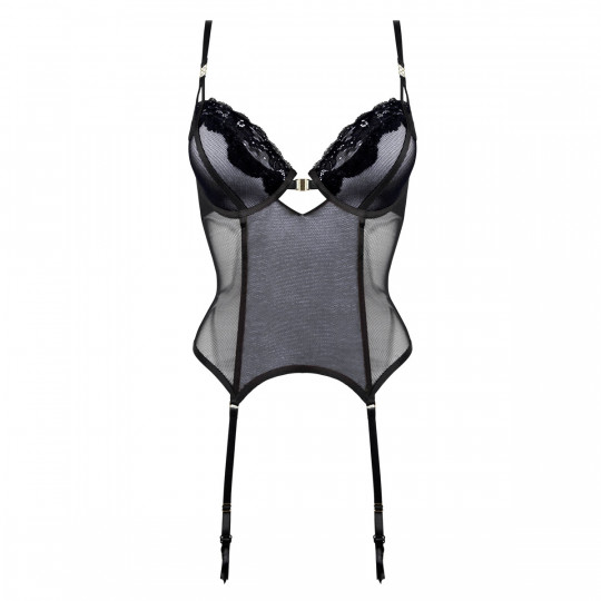 Guêpière ivoire/noir Tentation - vue 0