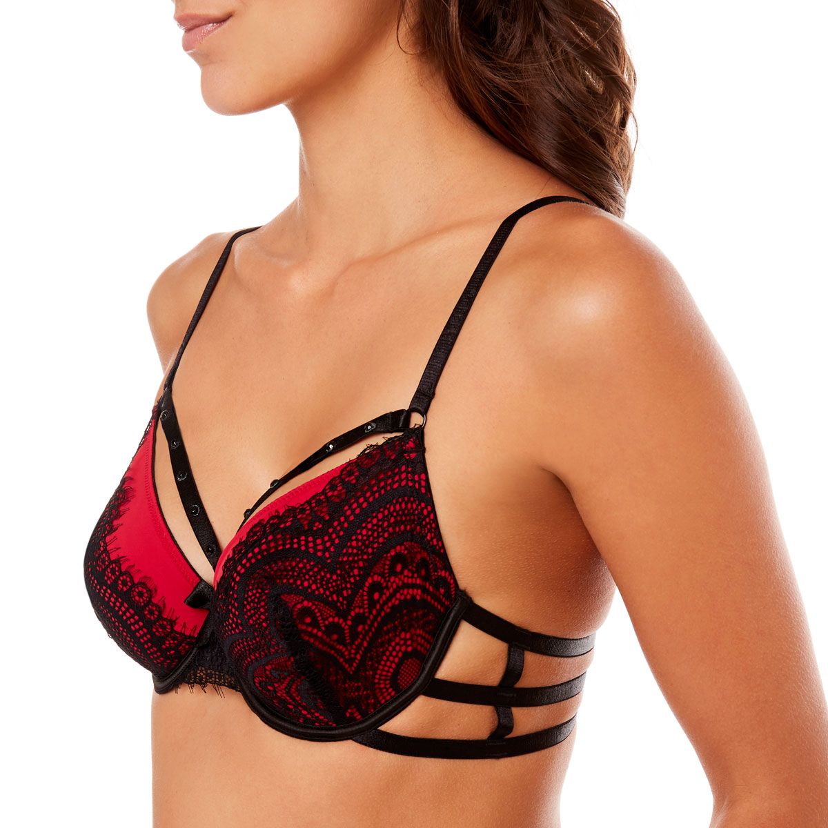 Pomm'Poire Soutien-gorge corbeille noir/rouge La Bamba