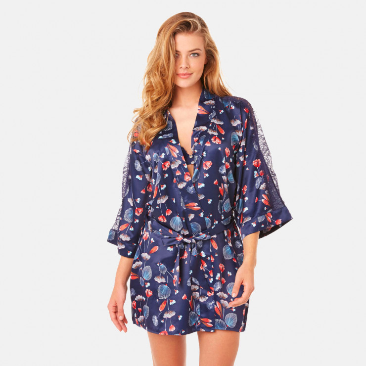 Kimono imprimé bleu Espiègle