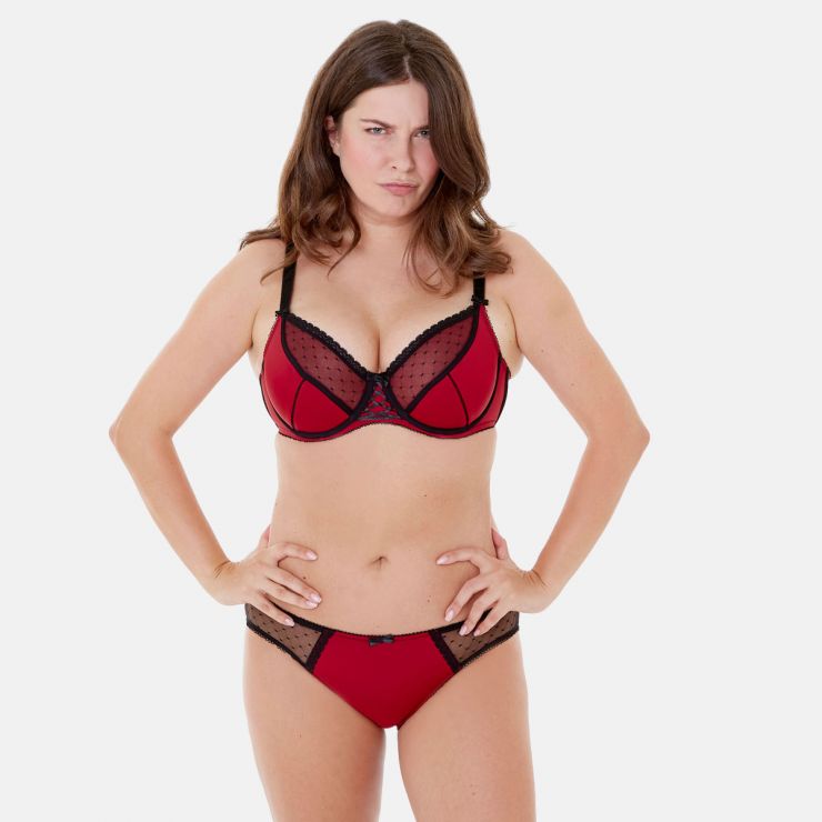 Soutien-gorge grand maintien C, D E, F et G rouge/noir Tania