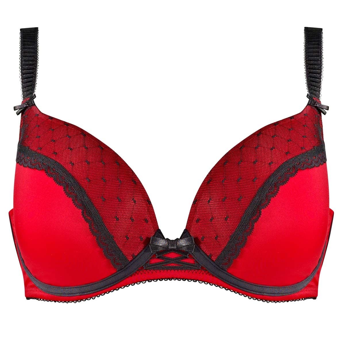 Soutien-gorge ampliforme coque moulée C, D et E rouge/noir Tania - Pomm'Poire - Modalova