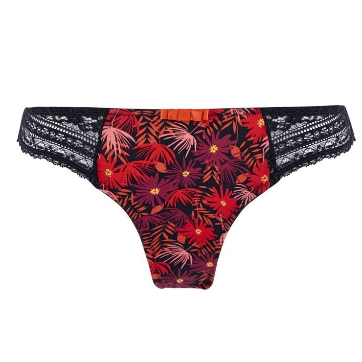 Tanga coquelicot/noir Tropical