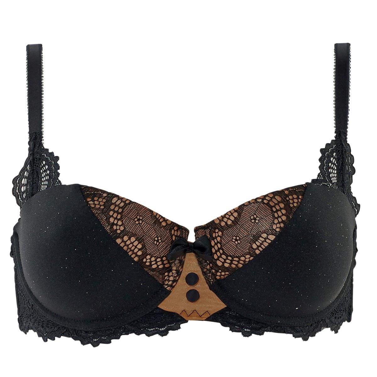 Soutien-gorge ampliforme coque moulée noir/or Golden Eye