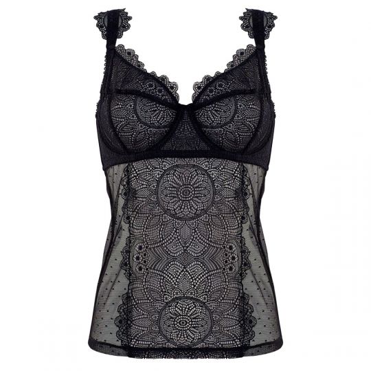 Top à armatures bonnets C, D et E noir Insolente