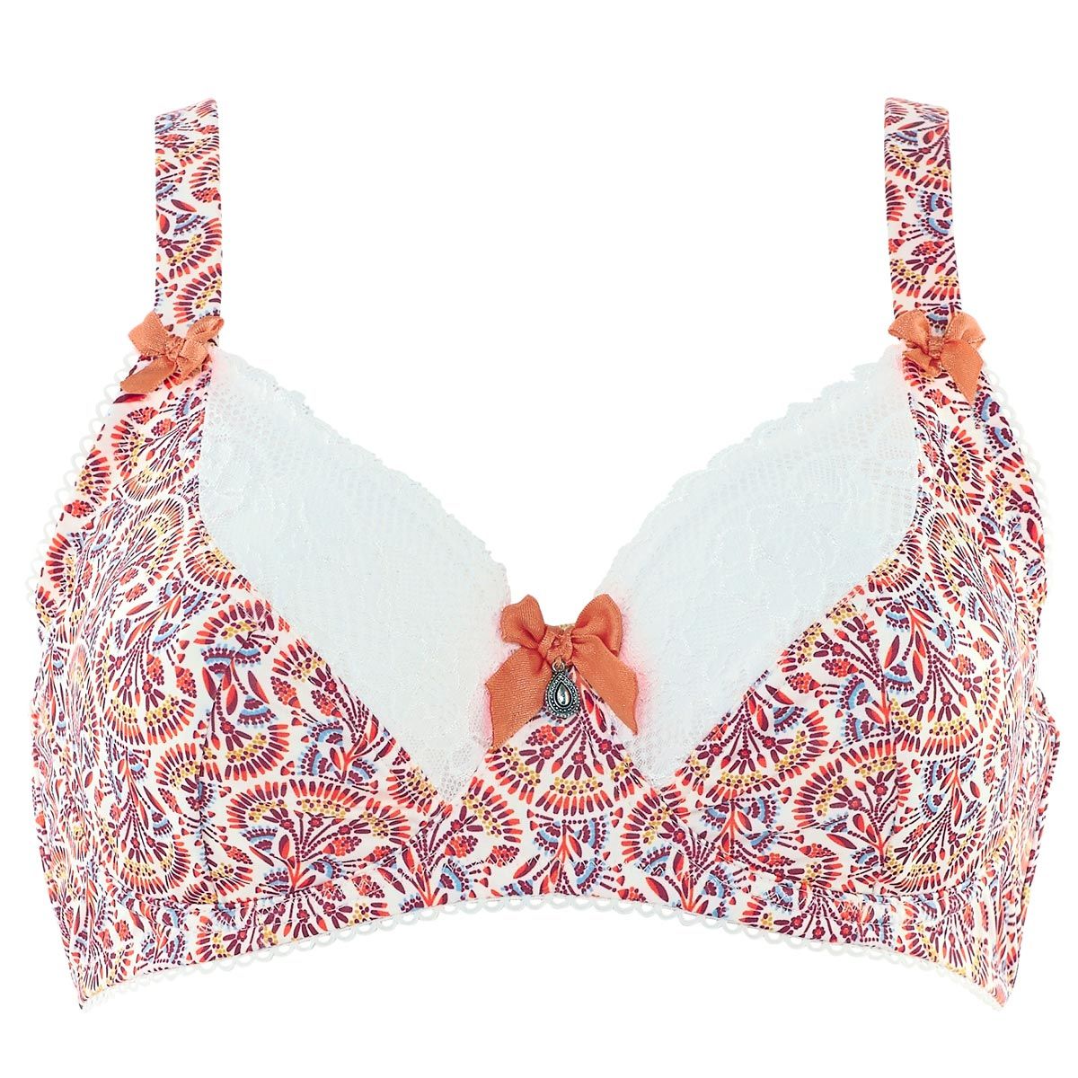 Soutien-gorge grand maintien C, D et E ivoire/orange Infini - Pomm'Poire - Modalova