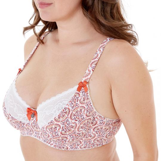 Soutien-gorge grand maintien C, D et E ivoire/orange Infini