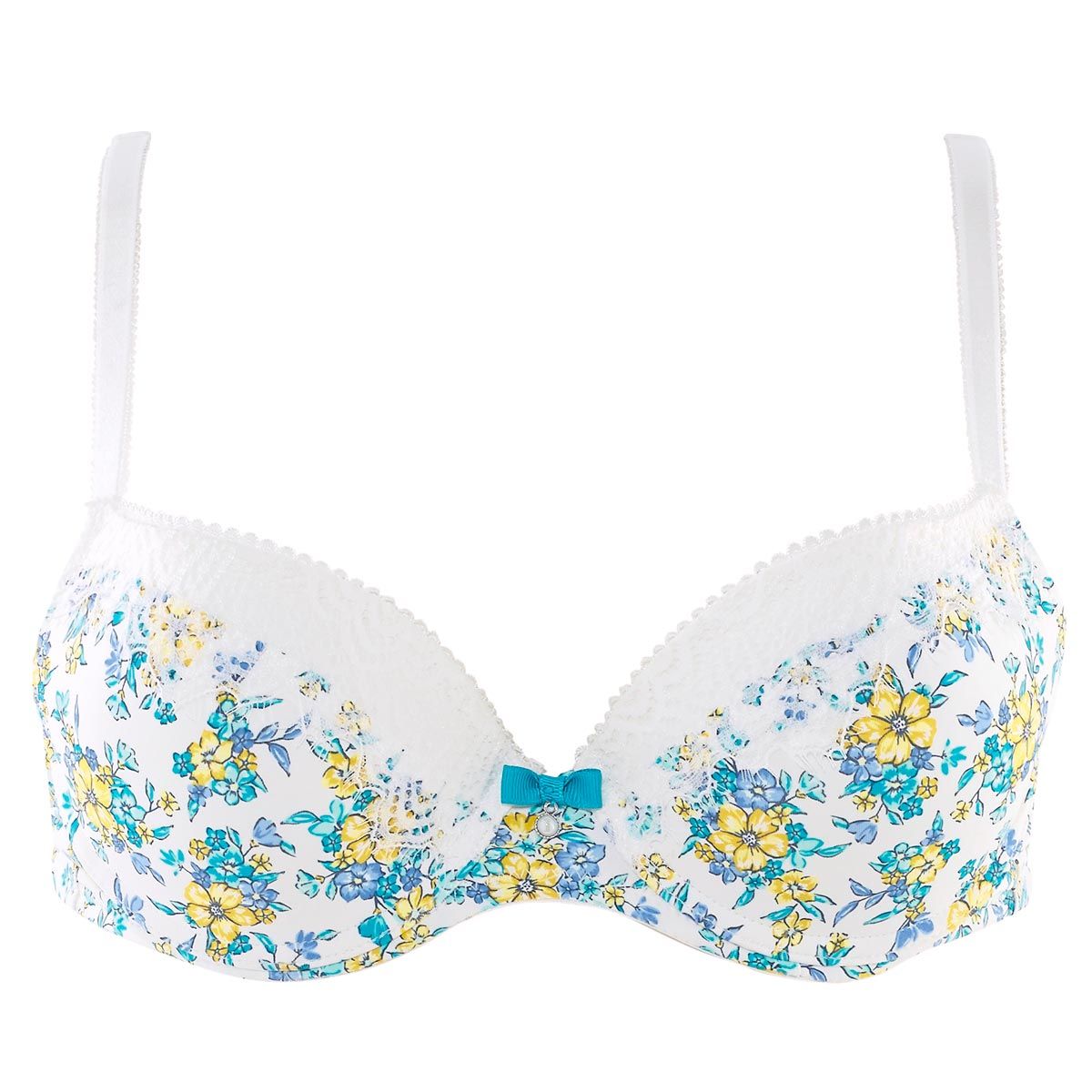 Soutien-gorge ampliforme coque moulée ivoire/turquoise Sweet Heart - Pomm'Poire - Modalova