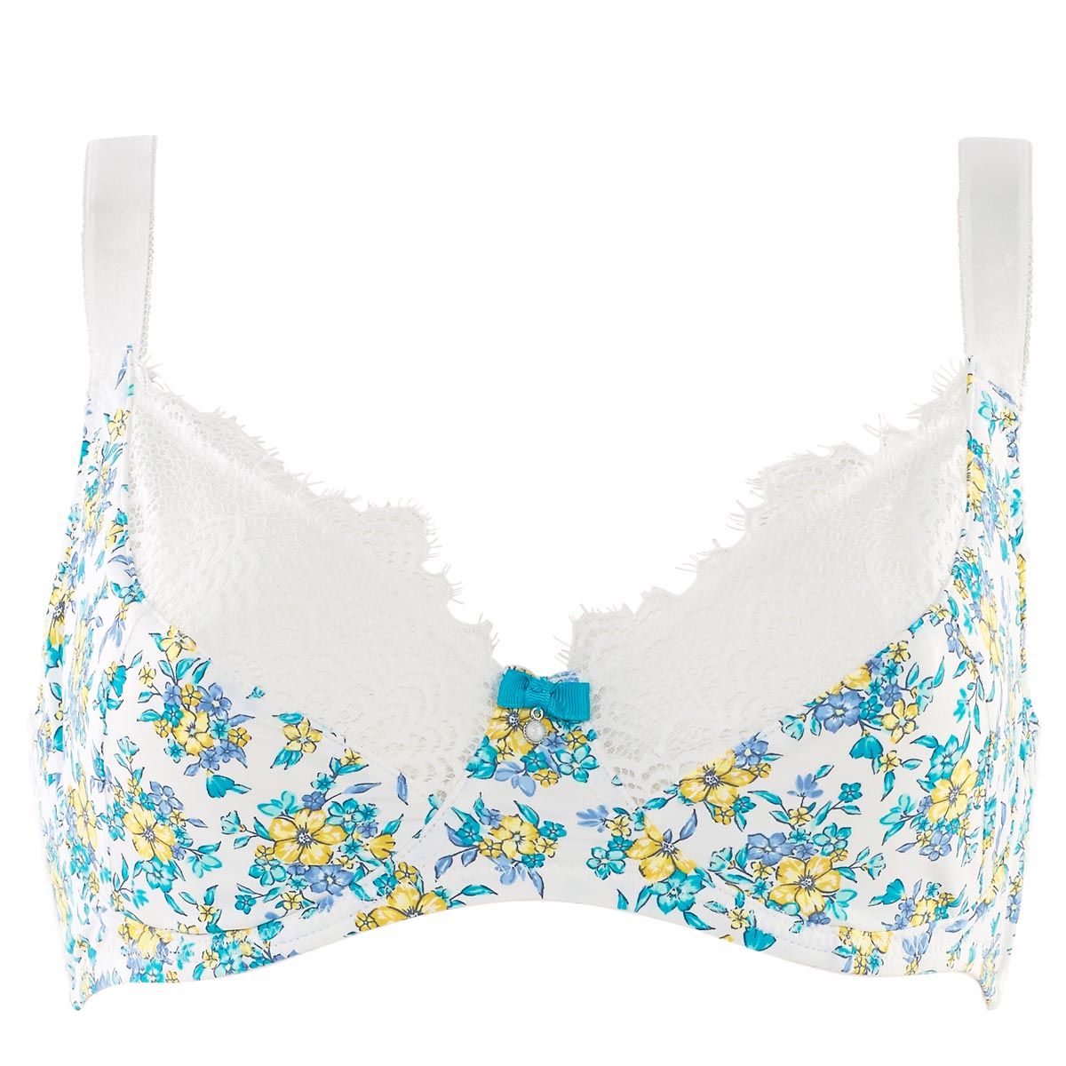 Soutien-gorge grand maintien C, D et E ivoire/turquoise Sweet Heart - Pomm'Poire - Modalova
