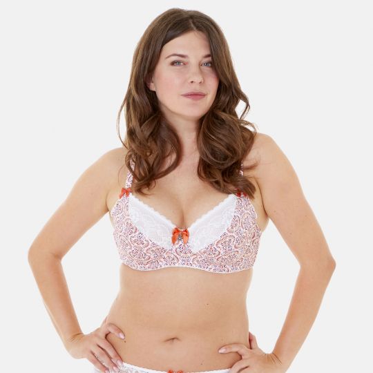 Soutien-gorge grand maintien C, D et E ivoire/orange Infini