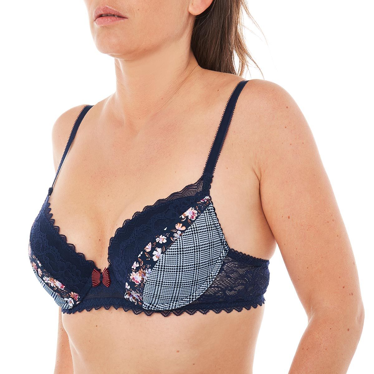 Pomm'Poire Soutien-gorge ampliforme coque moulée indigo/caramel Débutante