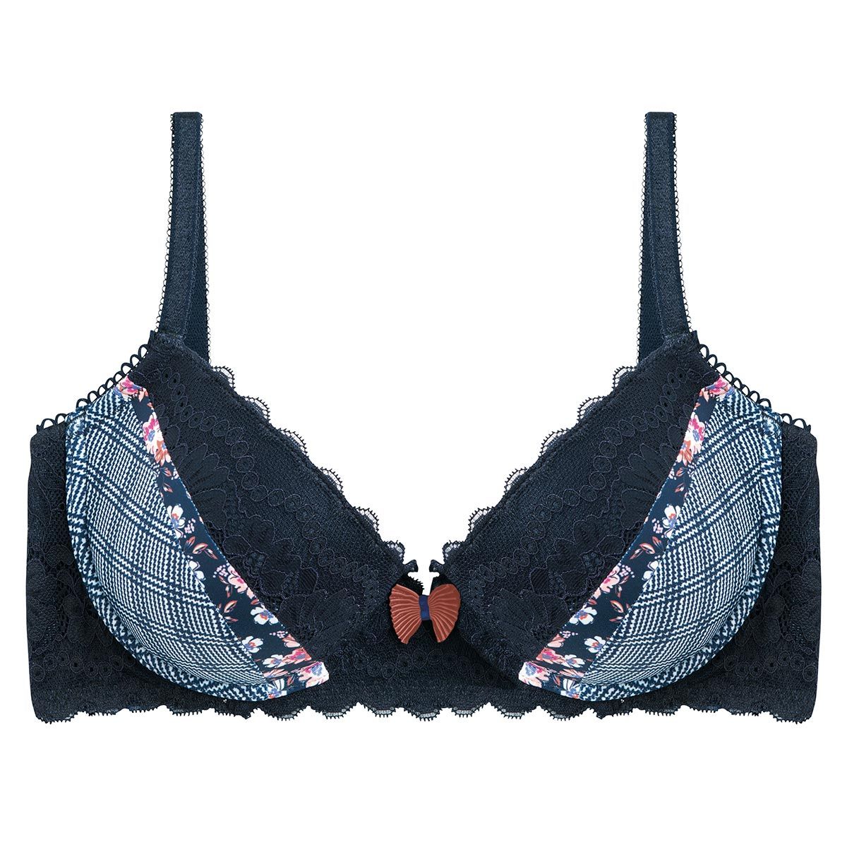 Pomm'Poire Soutien-gorge ampliforme coque moulée indigo/caramel Débutante