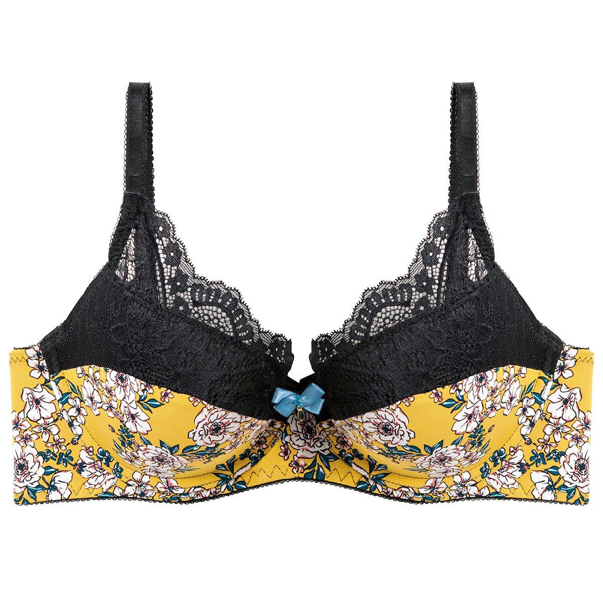 Soutien-gorge ampliforme coque moulée moutarde/pétrole Evita - Pomm'Poire - Modalova