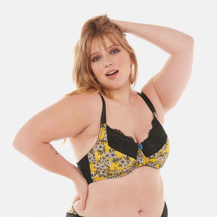 Soutien-gorge grand maintien moutarde/pétrole Evita
