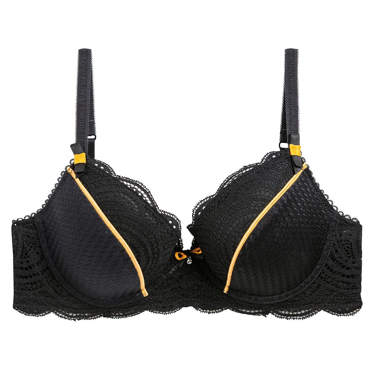 Soutien-gorge ampliforme coque moulée noir/moutarde Couleur Café - Pomm'Poire - Modalova
