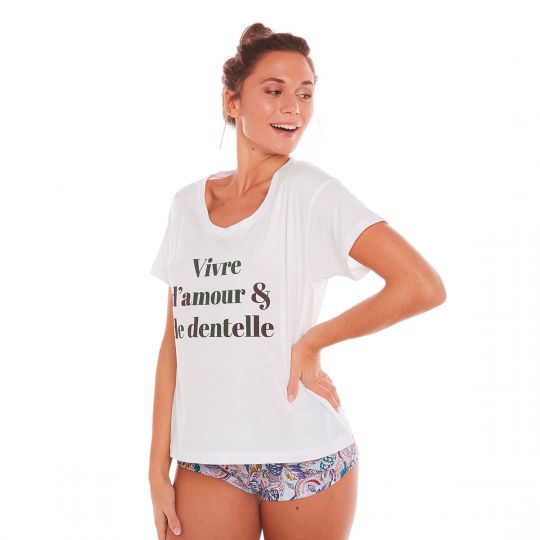 T-Shirt femme Vivre d'amour et de football