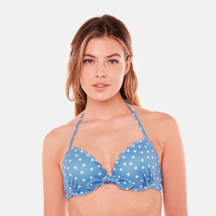 Haut de maillot push-up bleu Coquillage