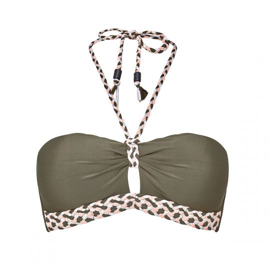 Haut de maillot bandeau kaki Palmier