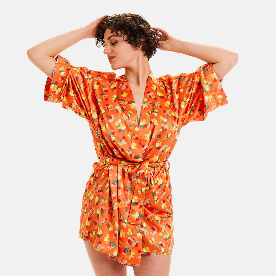 Kimono imprimé orange Nouméa