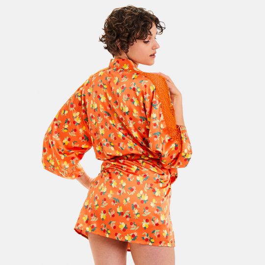 Kimono imprimé orange Nouméa