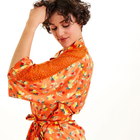 Kimono imprimé orange Nouméa