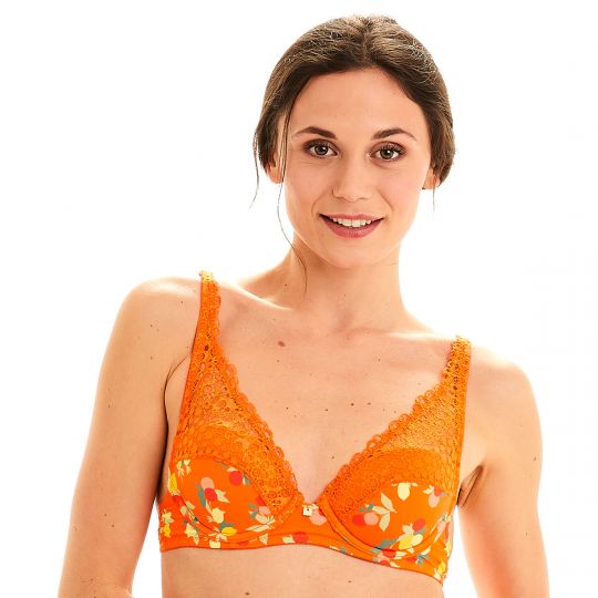 Soutien-gorge ampliforme coque moulée imprimé orange Nouméa