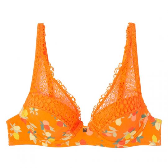 Soutien-gorge ampliforme coque moulée imprimé orange Nouméa