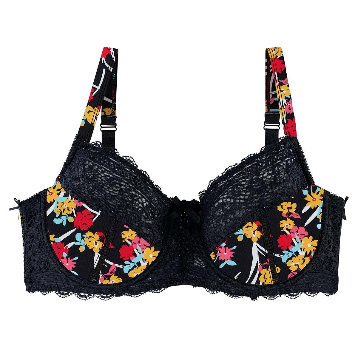 Soutien-gorge grand maintien noir/jaune Elena