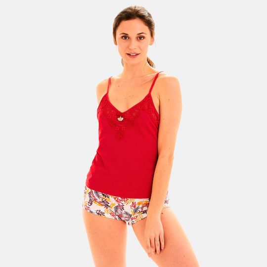 Top + short rouge Pile ou face