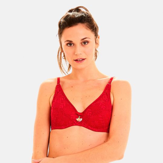 Soutien-gorge ampliforme coque moulée rouge Pile ou face