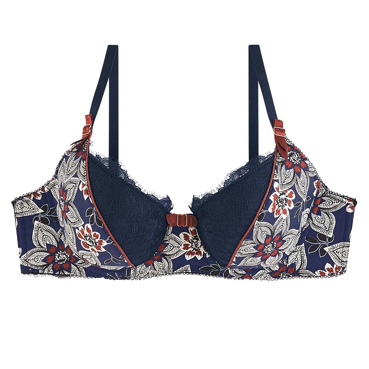 Soutien-gorge ampliforme coque moulée imprimé bleu Collection