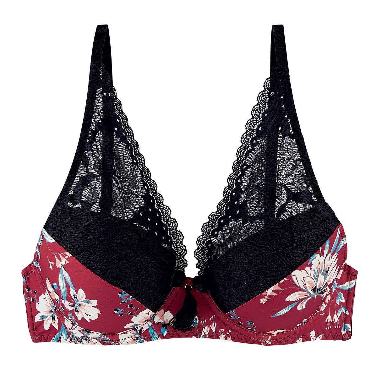 Pomm'Poire Soutien-gorge ampliforme coque moulée bordeaux Pivoine