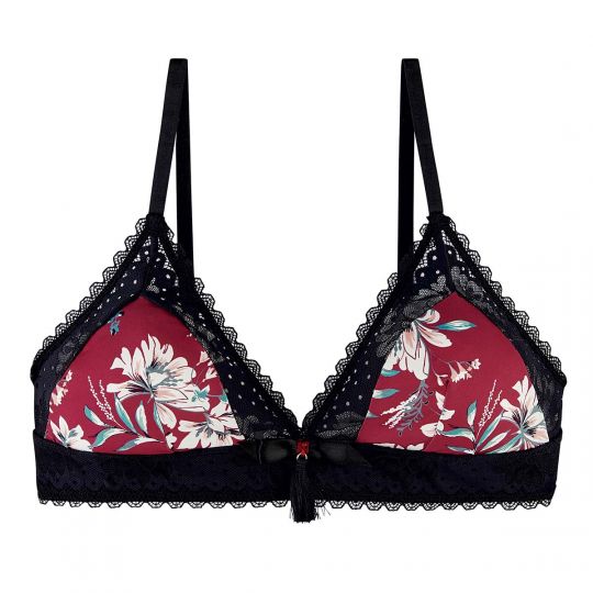 Soutien-gorge triangle sans armatures bordeaux Pivoine