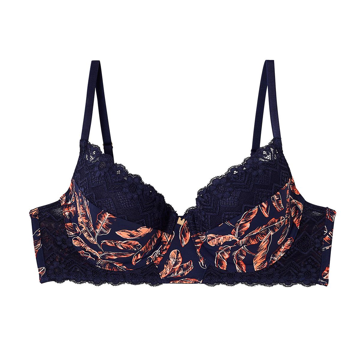 Soutien-gorge ampliforme coque moulée en dentelle française bleu navy Yaoundé - Pomm'Poire - Modalova
