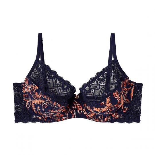 Soutien-gorge corbeille en dentelle française bleu navy Yaoundé