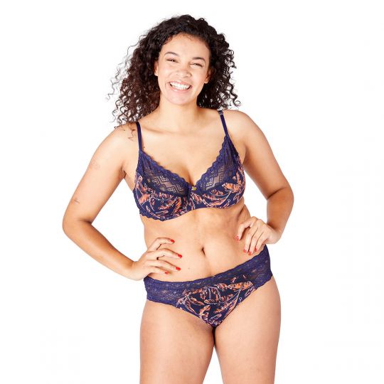 Soutien-gorge corbeille en dentelle française bleu navy Yaoundé