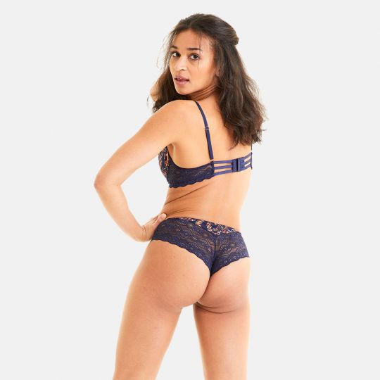 Soutien-gorge corbeille en dentelle française bleu navy Yaoundé