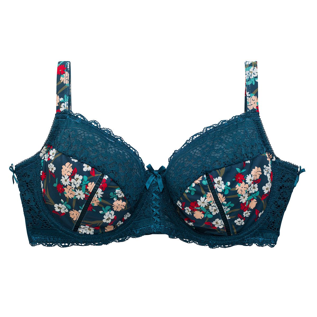 Soutien-gorge grand maintien turquoise/rouge Elena