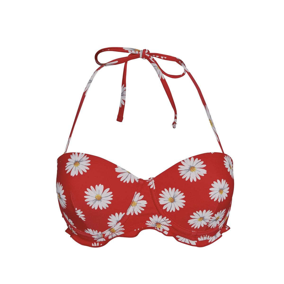 Haut de maillot balconnet rouge Floral