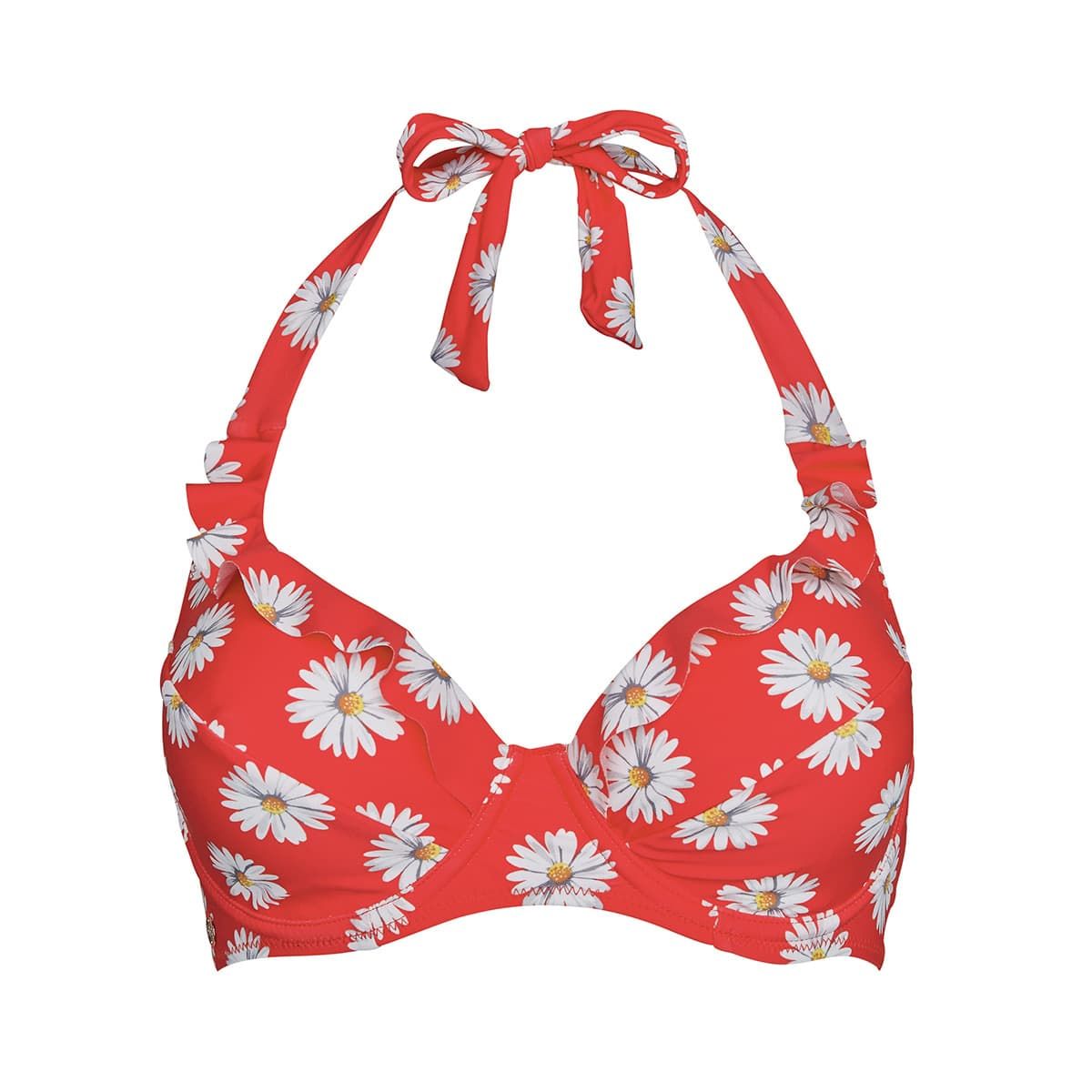 haut de maillot à armatures rouge floral