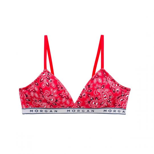 Soutien-gorge triangle coques amovibles en coton rouge Isa