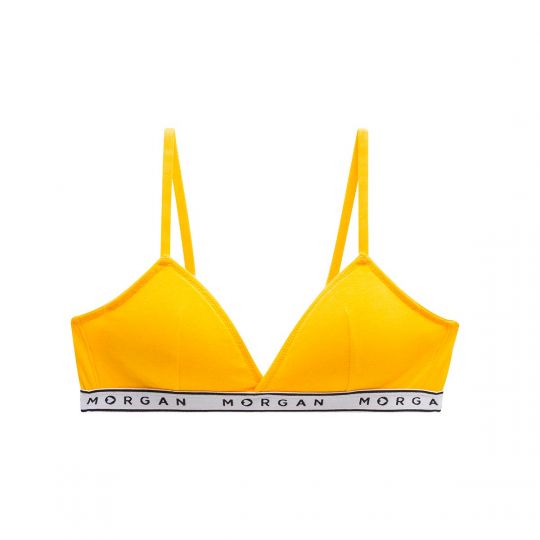Soutien-gorge triangle coques amovibles en coton jaune Isa