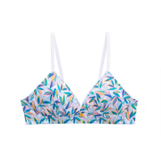 Soutien-gorge triangle sans coques en coton bleu Clem